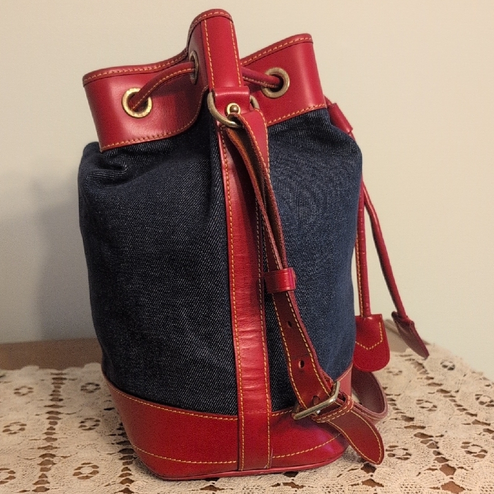 Red and Blue Denim Bucket Bag - Picture 5 of 12